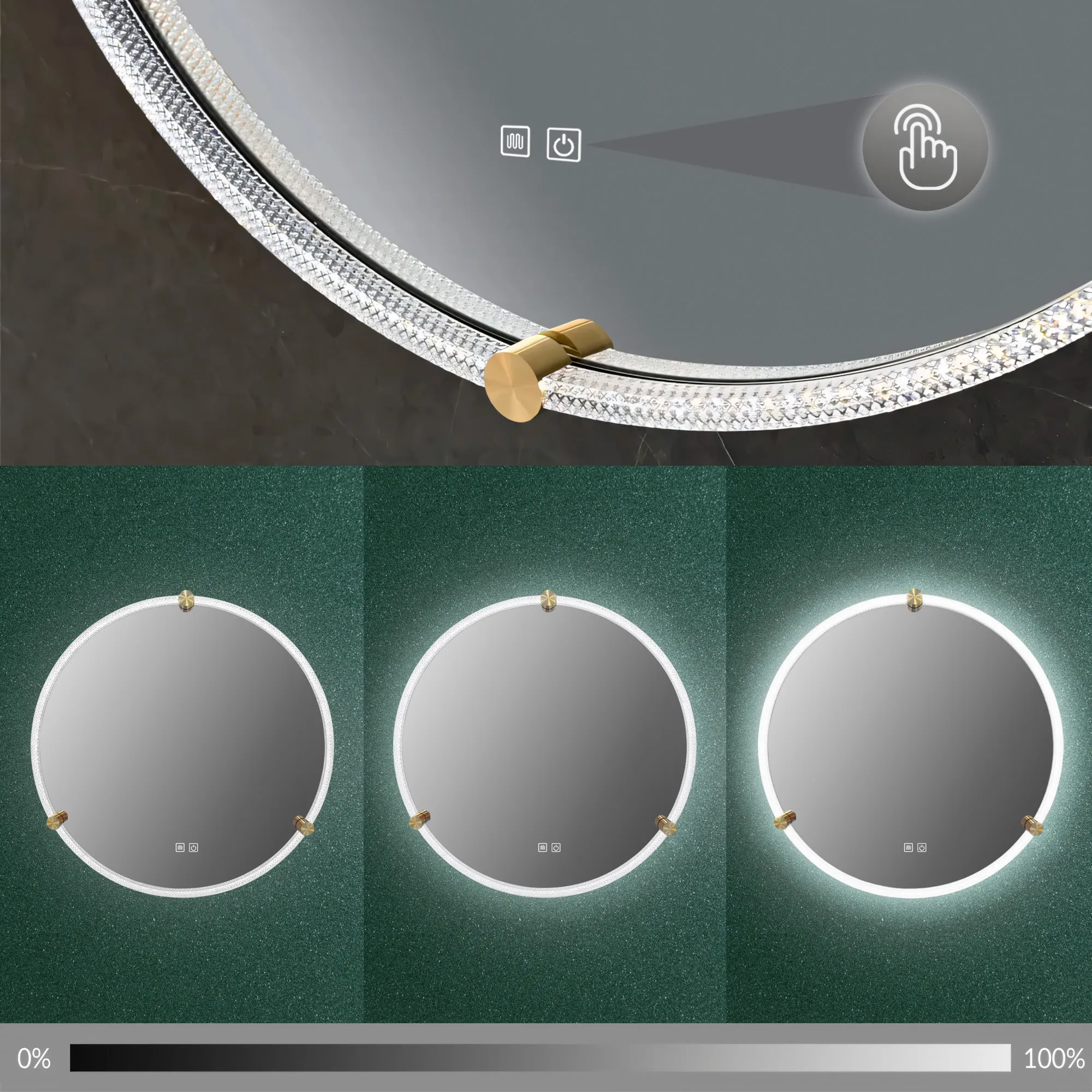 Oglindă LED și funcție de dezaburire mărime 70 cm formă rotundă model Cristal BL805 [9]