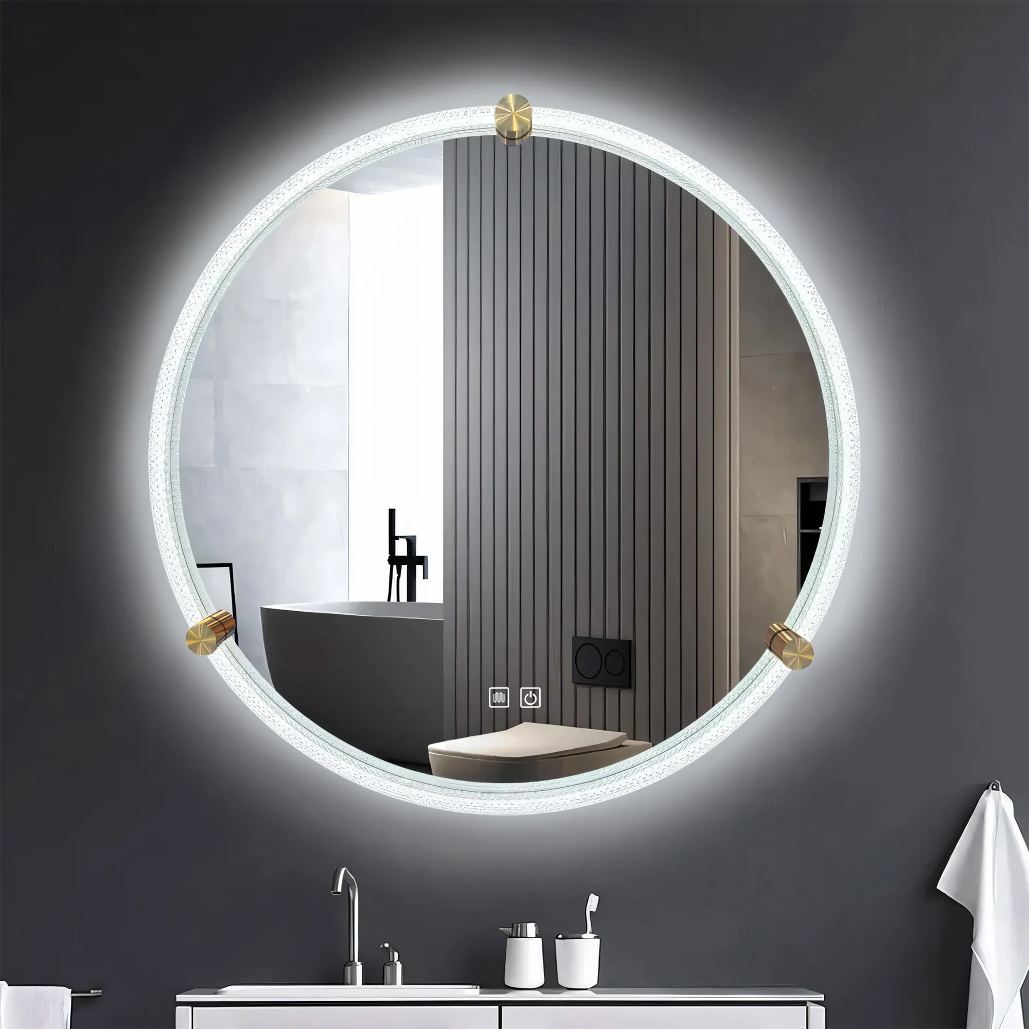 Oglindă LED și funcție de dezaburire mărime 70 cm formă rotundă model Cristal BL805 [4]