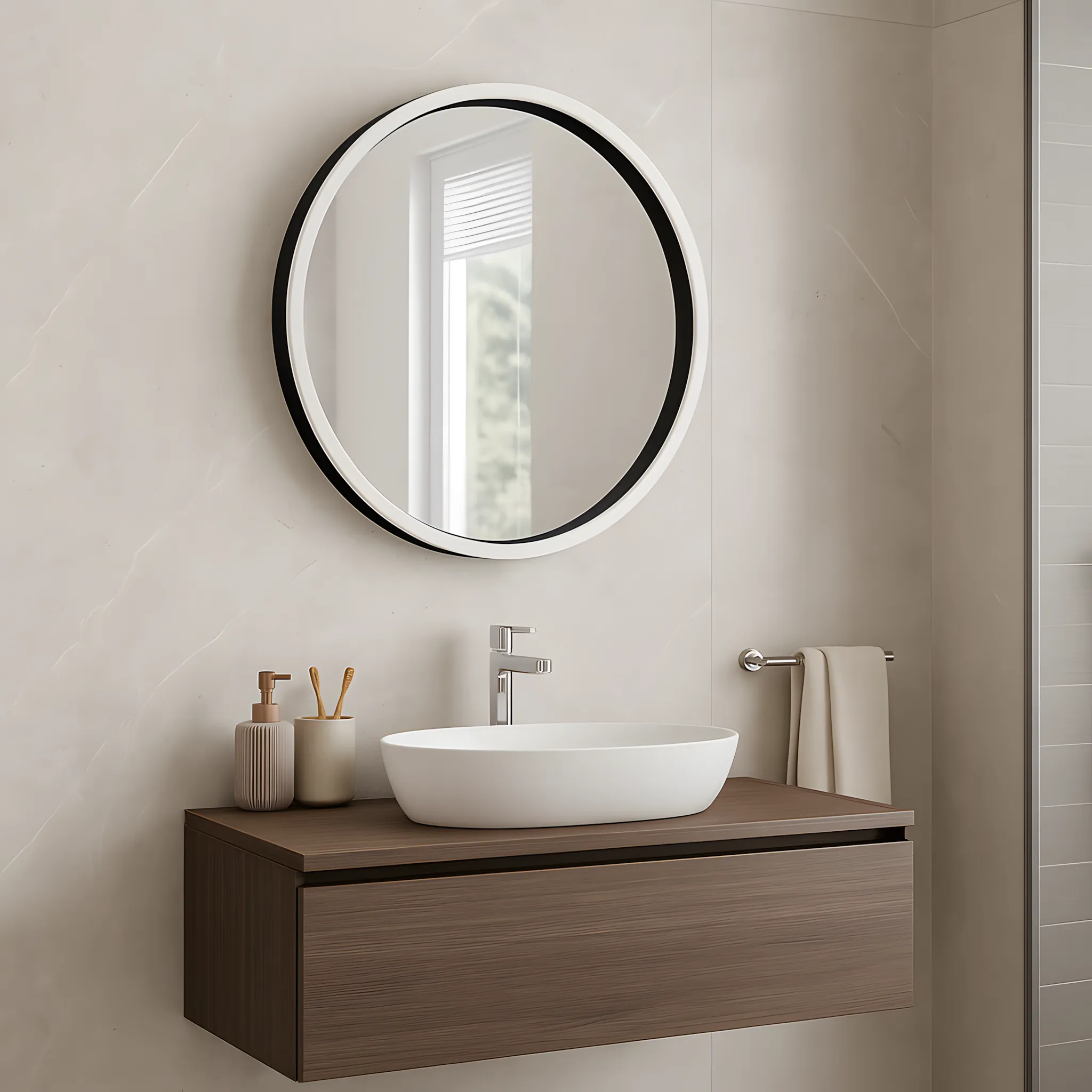 Oglindă LED mărime 60 cm finisaj negru formă rotundă model Contemporan BL807 [5]