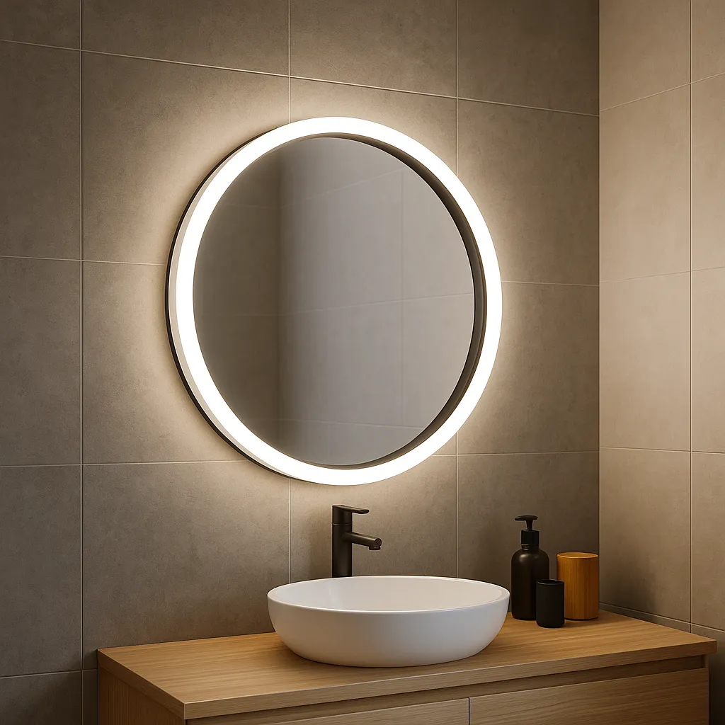 Oglindă LED mărime 60 cm finisaj negru formă rotundă model Contemporan BL807 [6]