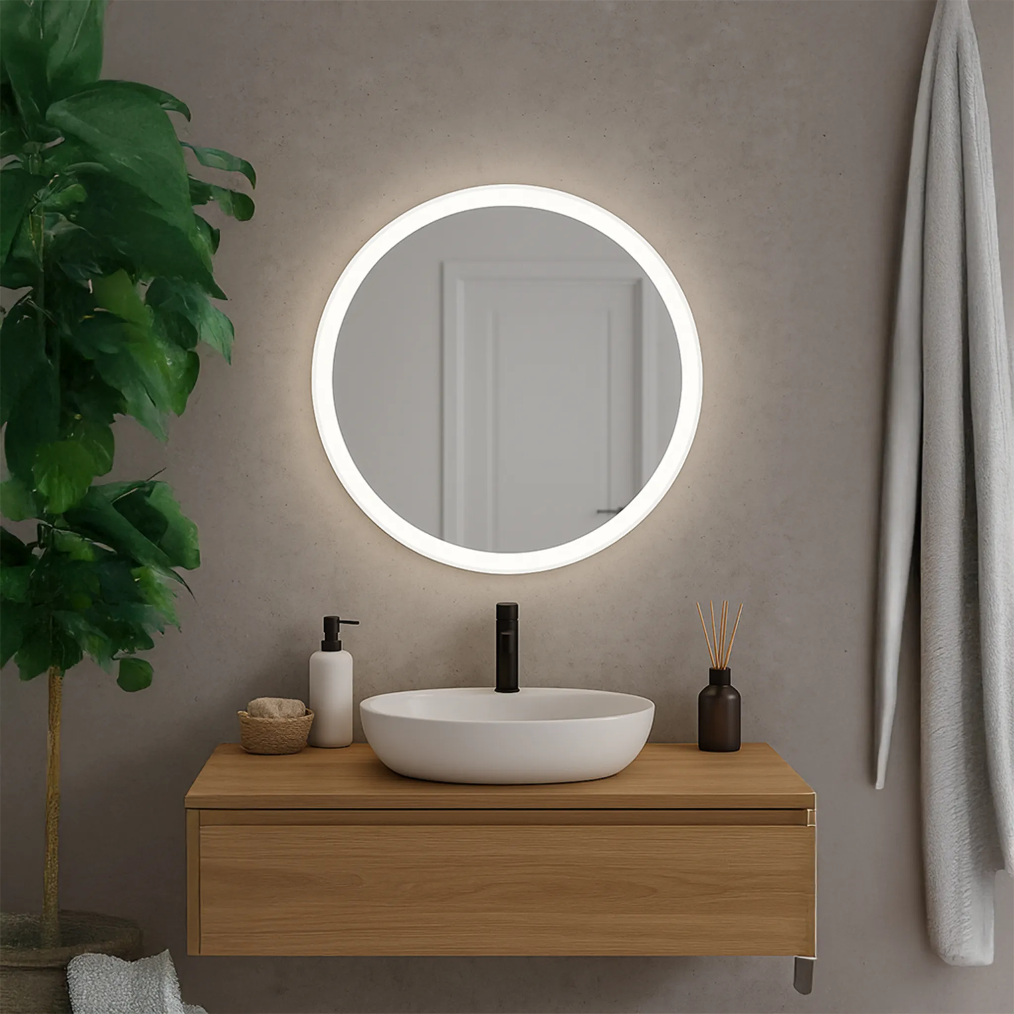 Oglindă LED mărime 60 cm finisaj negru formă rotundă model Contemporan BL807 [7]