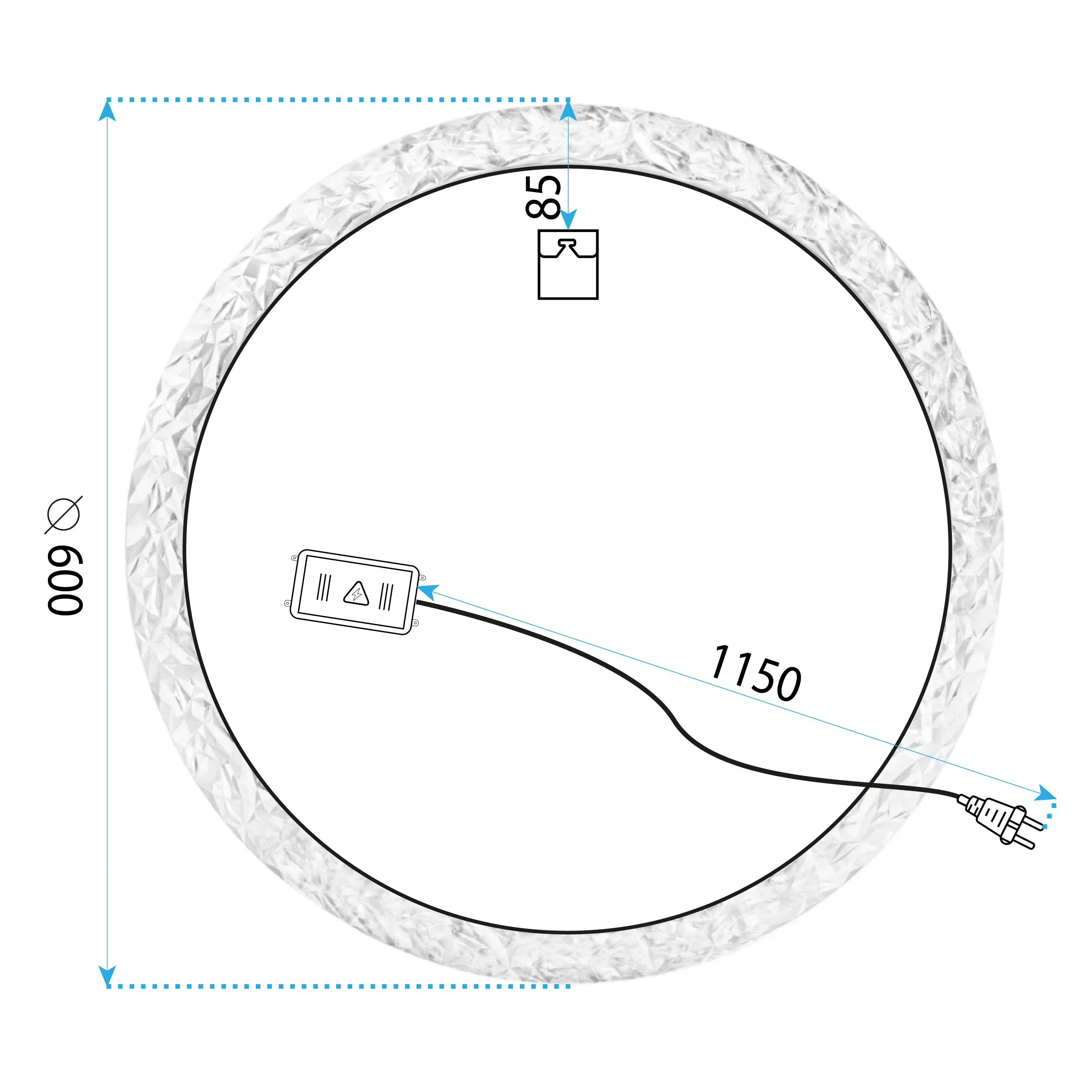 Oglindă LED și funcție de dezaburire mărime 60 cm formă rotundă model Cristal [9]
