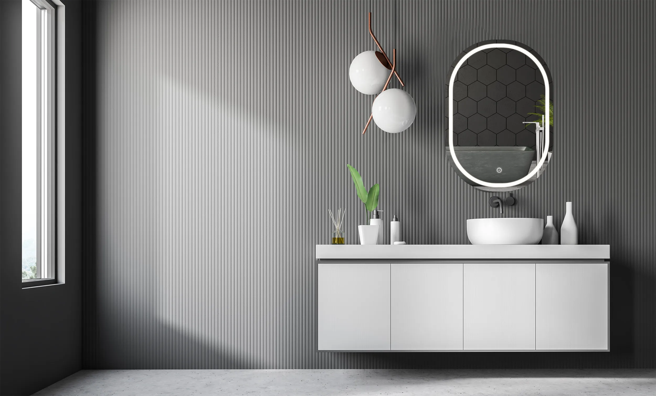 Oglindă cu LED formă ovală mărime 60x80 cm model P10408 [5]