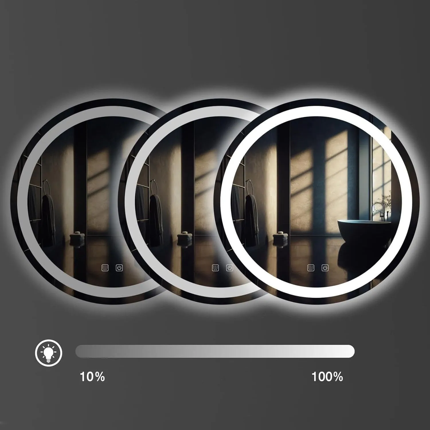 Oglindă cu LED și funcție de dezaburire formă rotundă mărime 90 cm model BAS [6]