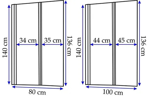 Paravan pliabil pentru cadă sticlă transparentă securizată profil crom lucios mărime 80x140 cm model Agat [6]