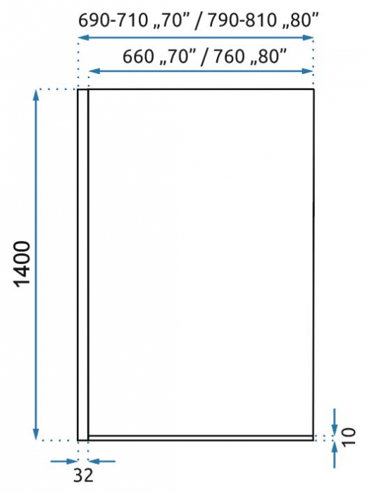 Paravan fix pentru cadă sticlă transparentă securizată profil auriu lucios mărime 70x140 cm model Elegant [4]