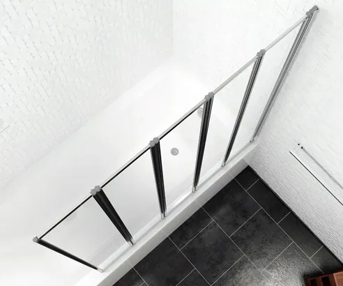 Paravan pliabil pentru cadă sticlă transparentă securizată profil crom lucios mărime 120x140 cm model Idea [9]