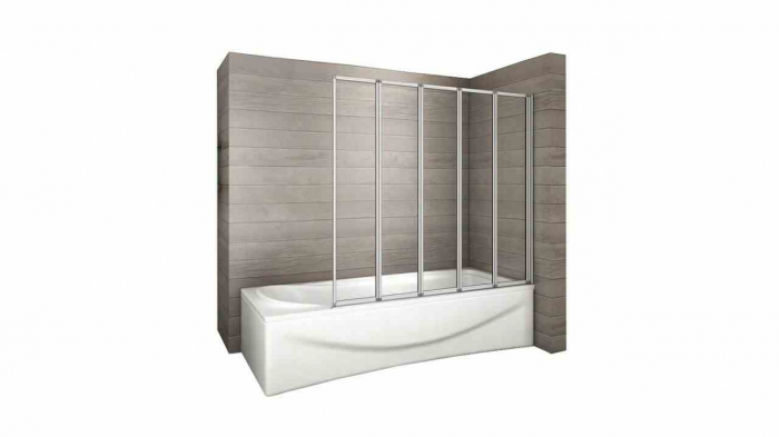 Paravan pliabil pentru cadă sticlă transparentă securizată profil crom lucios mărime 120x140 cm model Idea [4]