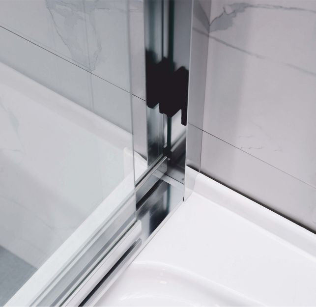 Paravan culisant pentru cadă mărime 170x140 cm profil crom lucios sticlă transparentă securizată model WST11 [2]