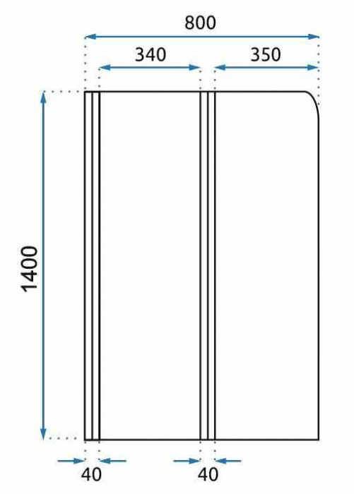Paravan pliabil pentru cadă sticlă transparentă securizată profil crom lucios mărime 80x140 cm model Agat [5]