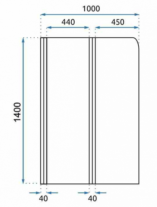 Paravan pliabil pentru cadă mărime 100x140 cm profil crom lucios sticlă transparentă securizată model Agat [5]