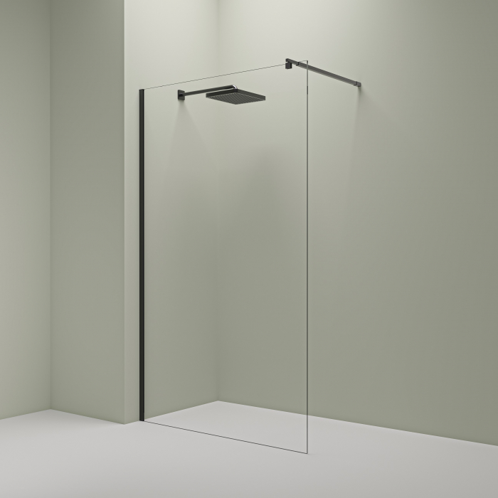 Perete de duș Walk-In mărime 80 cm culoare profil negru sticlă securizată transparentă model SD80 [3]