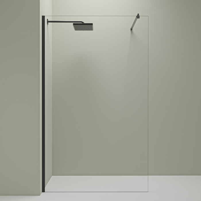 Perete de duș Walk-In mărime 80 cm culoare profil negru sticlă securizată transparentă model SD80 [2]