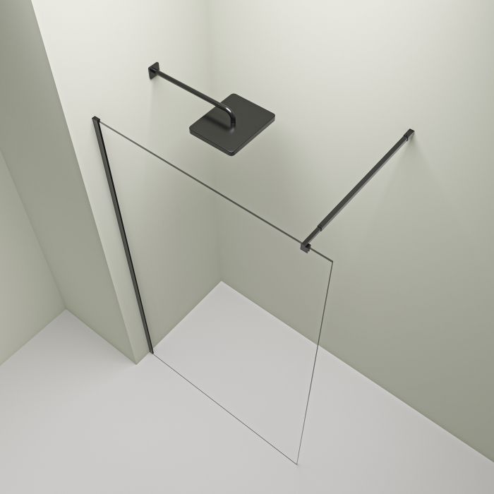 Perete de duș Walk-In mărime 80 cm culoare profil negru sticlă securizată transparentă model SD80 [4]