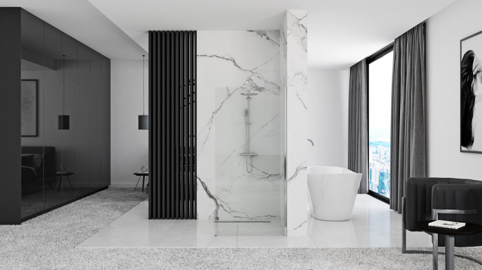 Perete de duș Walk-In mărime 120 cm culoare crom sticlă securizată transparentă model Aero Chrome [4]