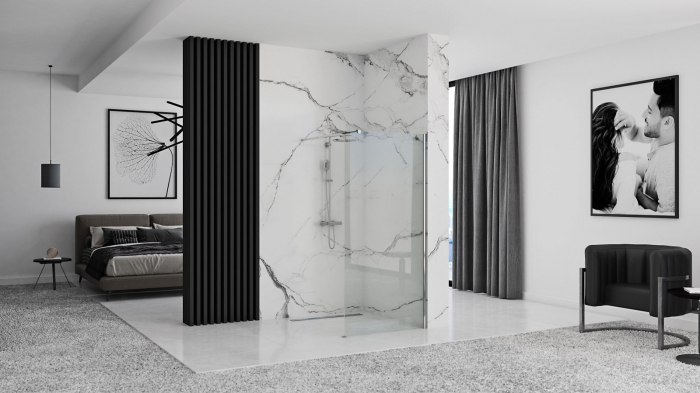 Perete de duș Walk-In mărime 120 cm culoare crom sticlă securizată transparentă model Aero Chrome [5]