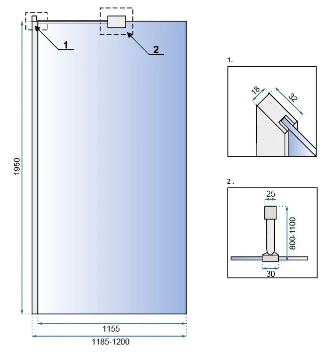 Perete de duș Walk-In mărime 120 cm culoare crom sticlă securizată transparentă model Aero Chrome [6]
