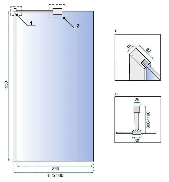Perete de duș Walk-In mărime 90 cm culoare crom sticlă securizată transparentă model Aero Chrome [6]