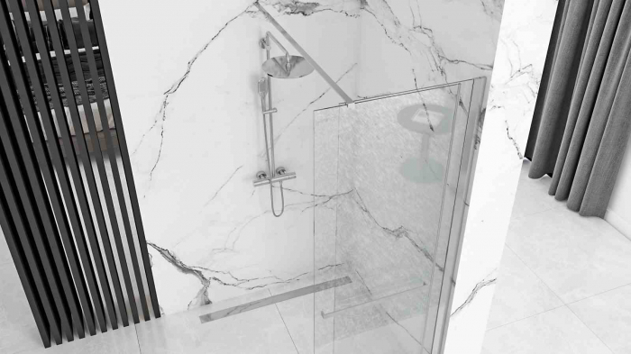Perete de duș Walk-In mărime 100 cm culoare crom lucios sticlă securizată de 6 mm model Cortis Chrome [4]