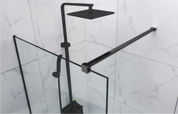 Perete duș Walk-In mărime 90 cm culoare neagră sticlă securizată transparentă Wst 07 [3]