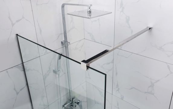 Perete duș Walk-In mărime 120 cm culoare crom sticlă securizată transparentă Wst 07 [3]