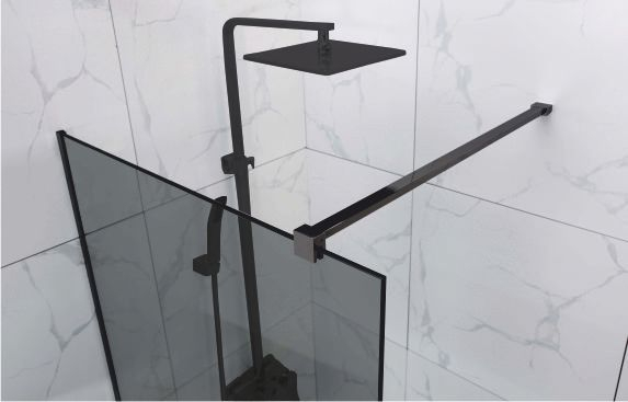 Perete de duș Walk-In mărime 90 cm culoare neagră sticlă fumurie securizată Wst 07 [2]