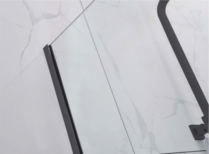 Perete duș Walk-In mărime 90 cm culoare neagră sticlă securizată transparentă Wst 07 [2]