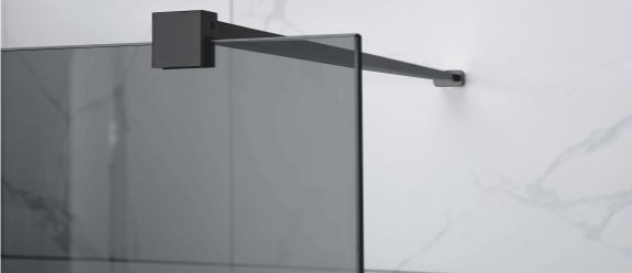 Perete de duș Walk-In mărime 90 cm culoare neagră sticlă fumurie securizată Wst 07 [4]