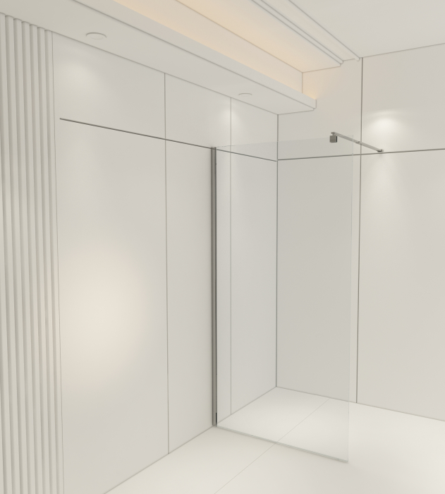 Perete de duș Walk-In mărime 90 cm culoare crom sticlă securizată transparentă Wst 12 [2]