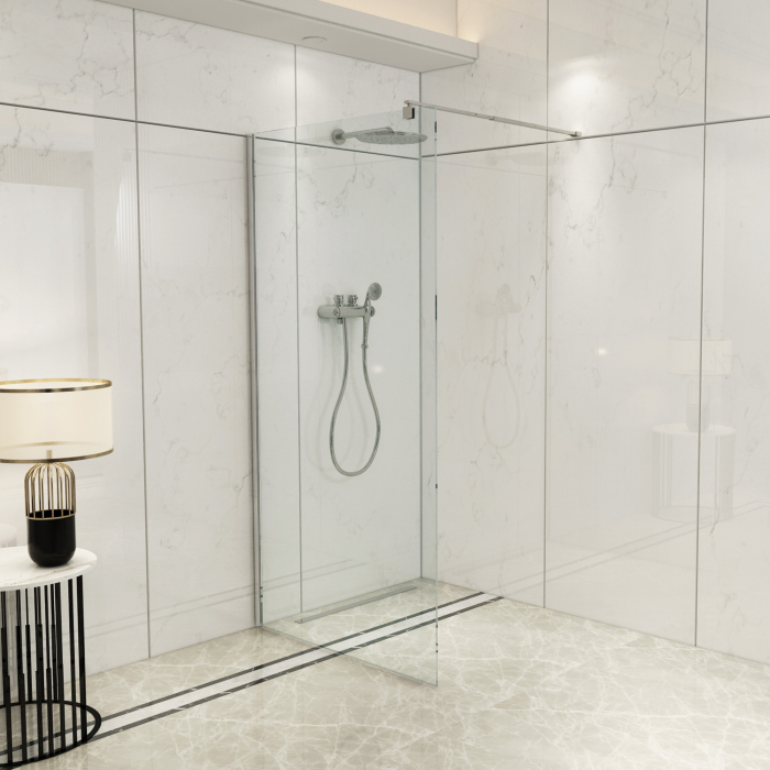 Perete de duș Walk-In mărime 90 cm culoare crom sticlă securizată transparentă Wst 12 [3]