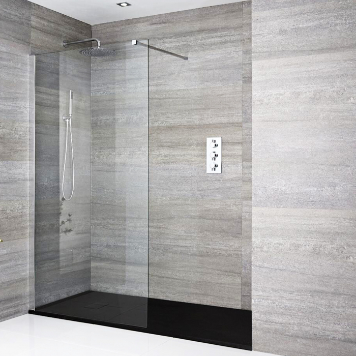 Perete de duș Walk-In mărime 90 cm culoare crom sticlă securizată transparentă Wst 12 [4]