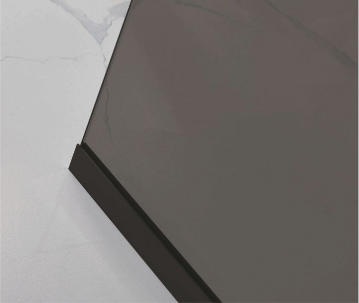 Perete de duș Walk-In mărime 150x90 cm culoare neagră sticlă securizată fumurie Wst 10 [3]