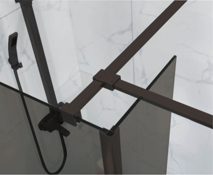 Perete de duș Walk-In mărime 150x90 cm culoare neagră sticlă securizată fumurie Wst 10 [4]