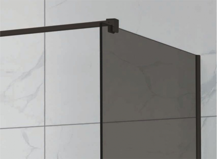 Perete de duș Walk-In mărime 150x90 cm culoare neagră sticlă securizată fumurie Wst 10 [2]