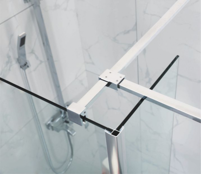 Perete duș Walk-In mărime 150x90 cm culoare crom sticlă securizată transparentă Wst 10 [4]