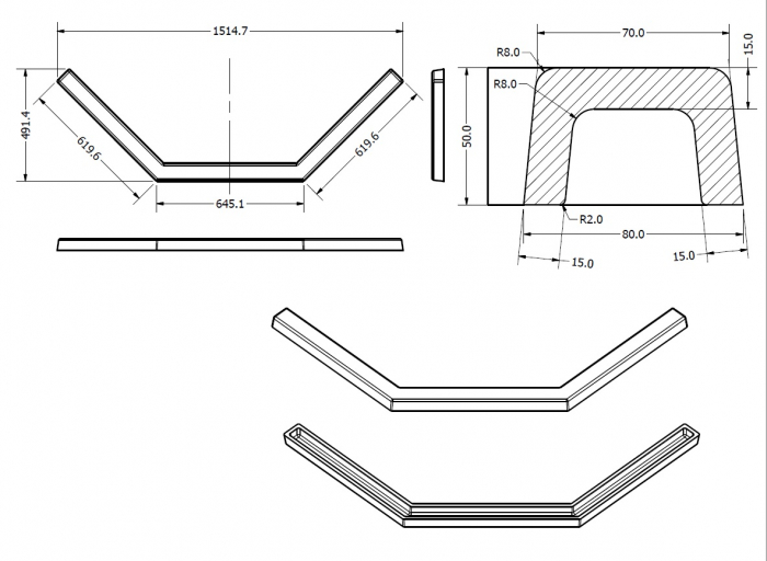 Prag cabină duș pentagonal mărime 100x100 cm culoare neagră material compozit West [8]