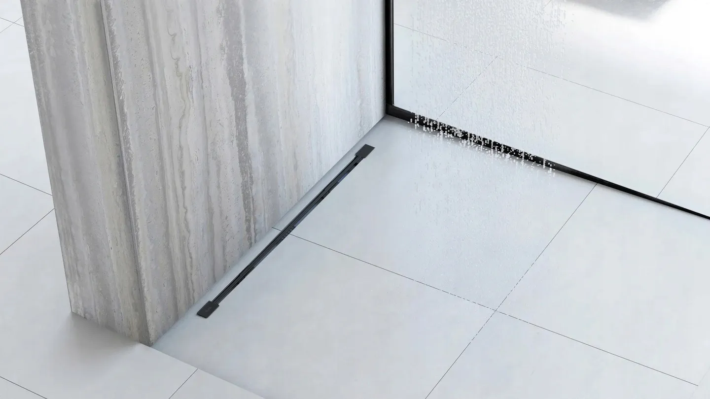 Profil de pantă pentru perete de duș walk-in lungime 100 cm culoare neagră pentru partea stângă [3]