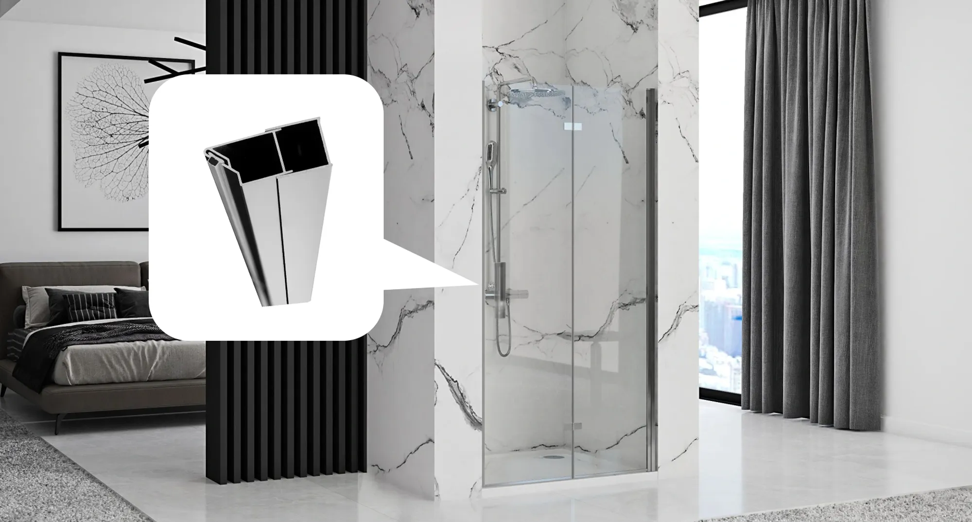 Profil magnetic pentru uși de duș Molier Chrome [3]