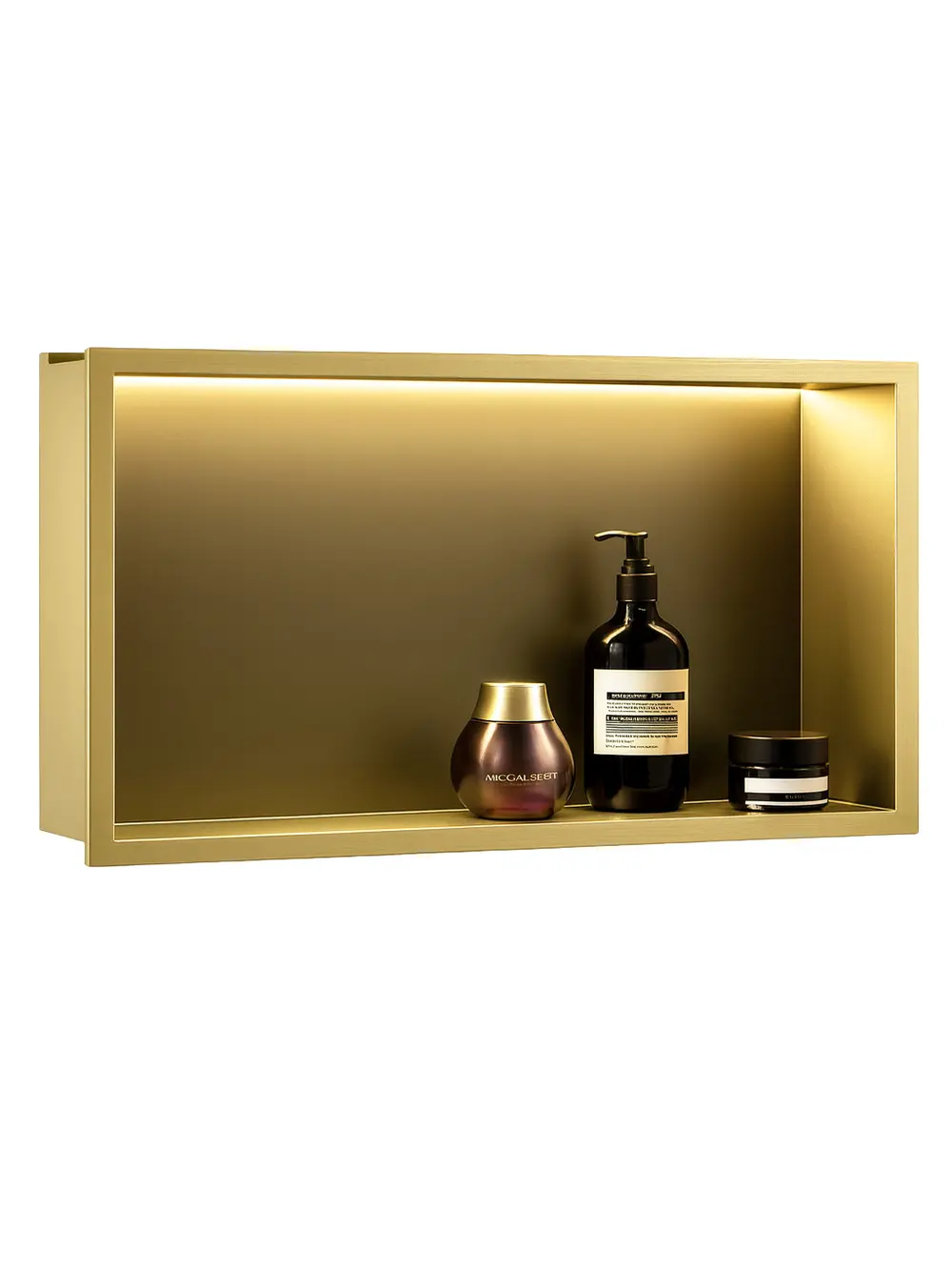 Raft baie încastrat în perete cu LED mărime 30x60 cm culoare auriu periat model Gold Brush [4]