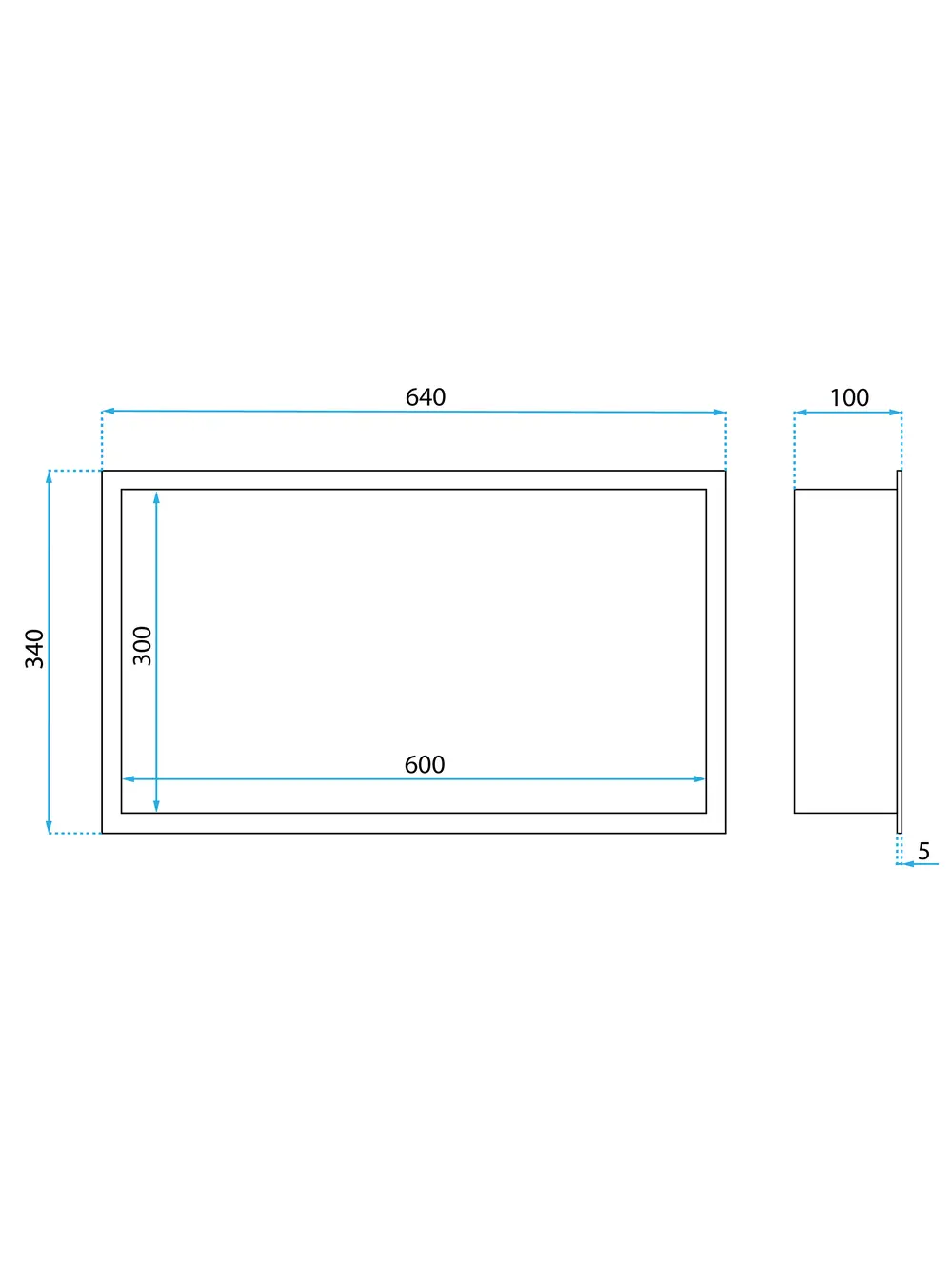 Raft baie încastrat în perete cu LED mărime 30x60 cm culoare auriu periat model Gold Brush [7]