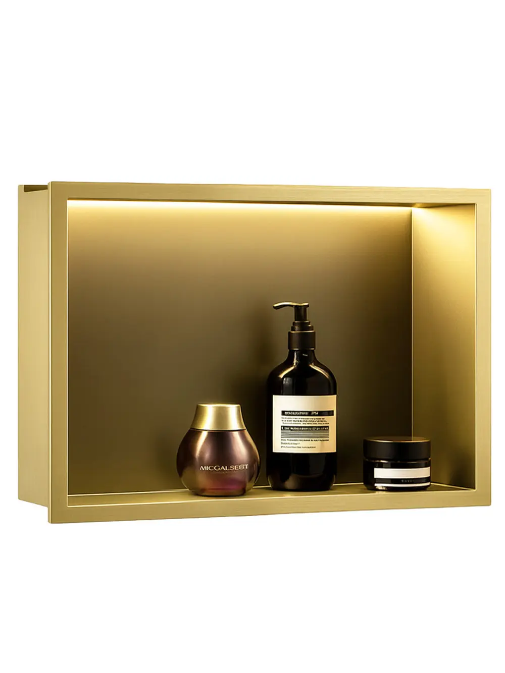 Raft baie încastrat în perete cu LED mărime 30x45 cm culoare auriu periat model Gold Brush [4]