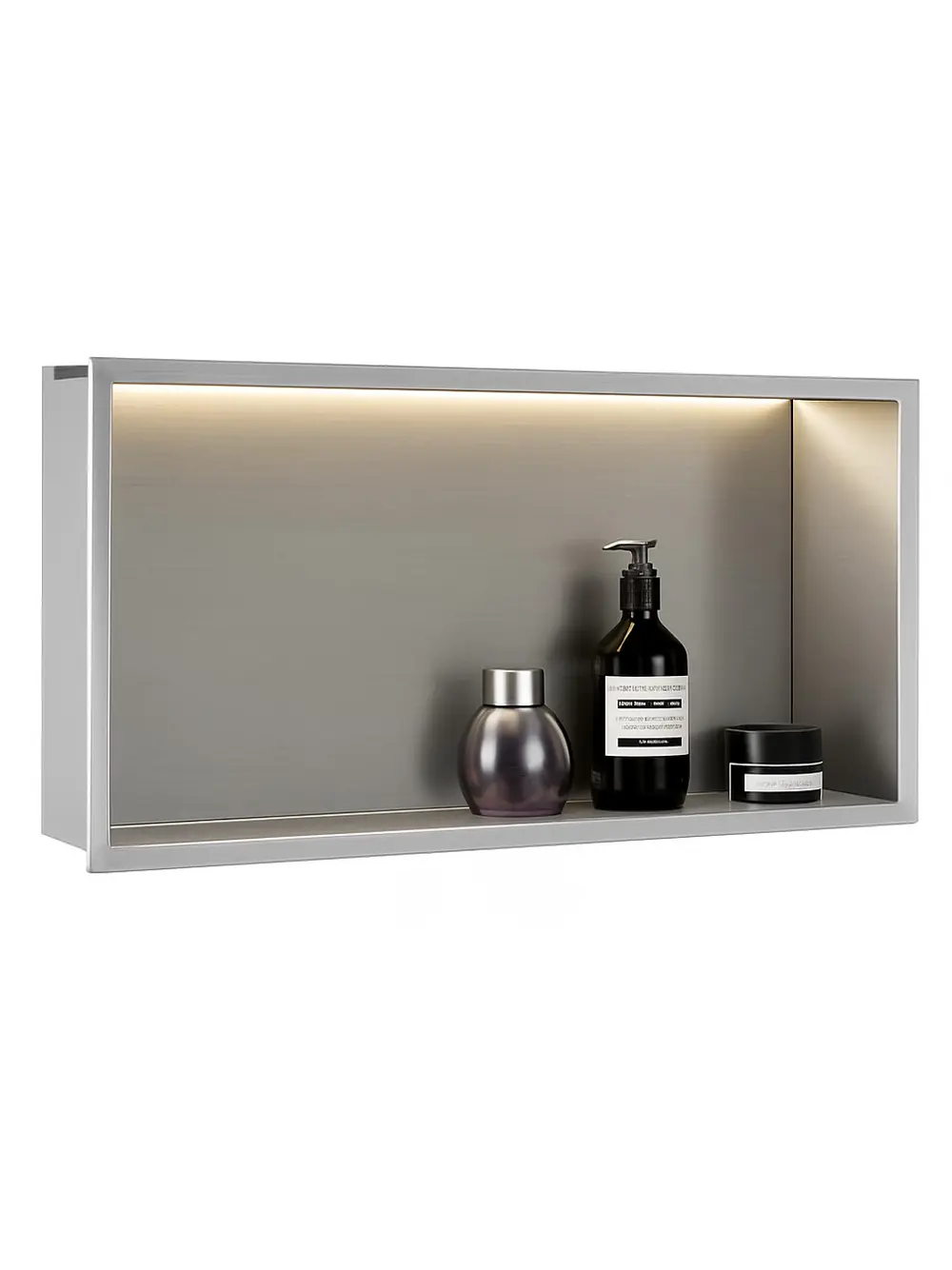 Raft baie încastrat în perete cu LED mărime 30x60 cm culoare crom periat model Steel Brush [4]