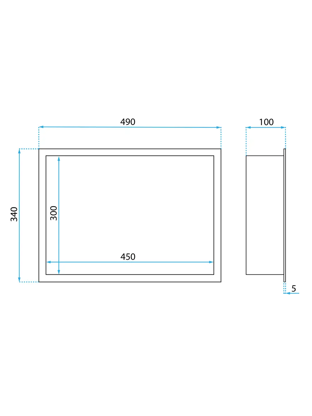 Raft baie încastrat în perete cu LED mărime 30x45 cm culoare negru mat model Black [7]