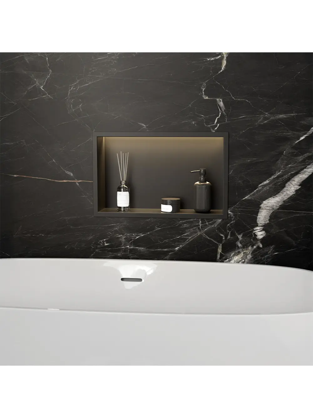 Raft baie încastrat în perete cu LED mărime 30x45 cm culoare negru mat model Black [5]