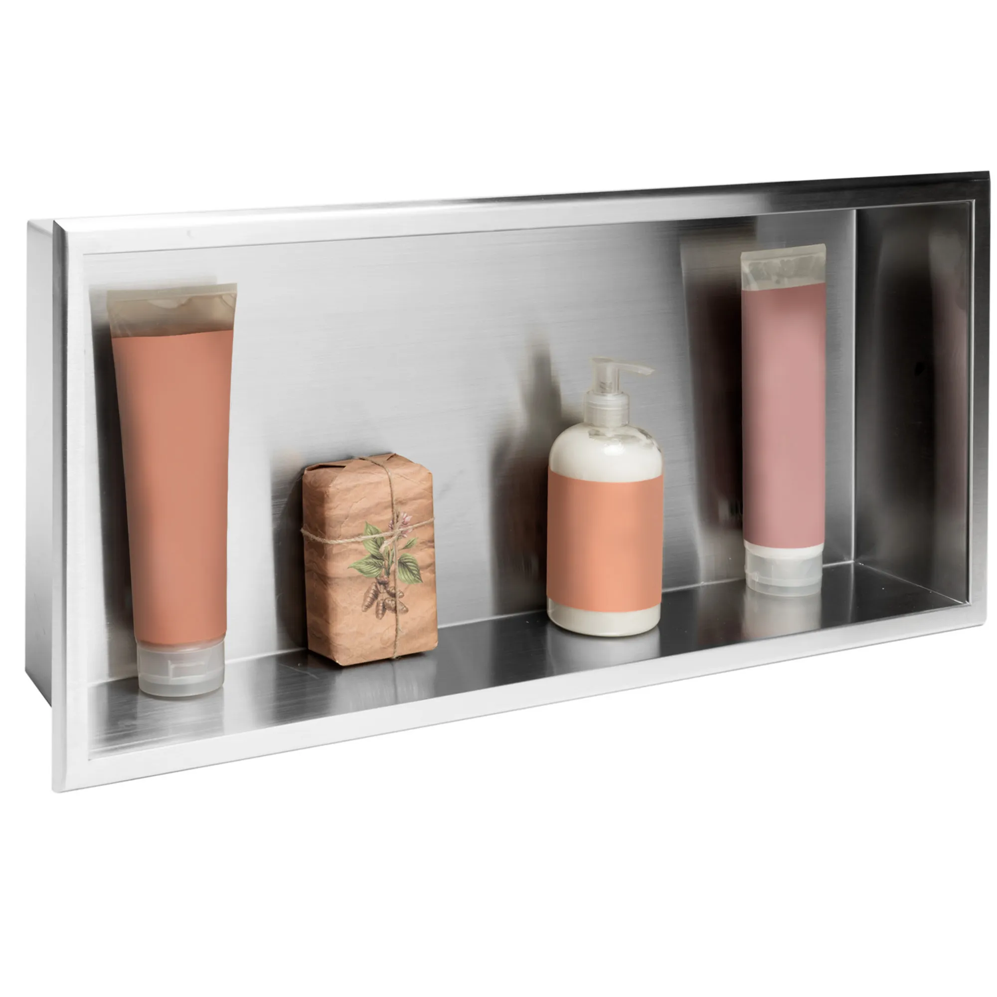 Raft baie încastrat în perete mărime 30x60 cm culoare crom periat model dreptunghiular Chrom Brushed [2]