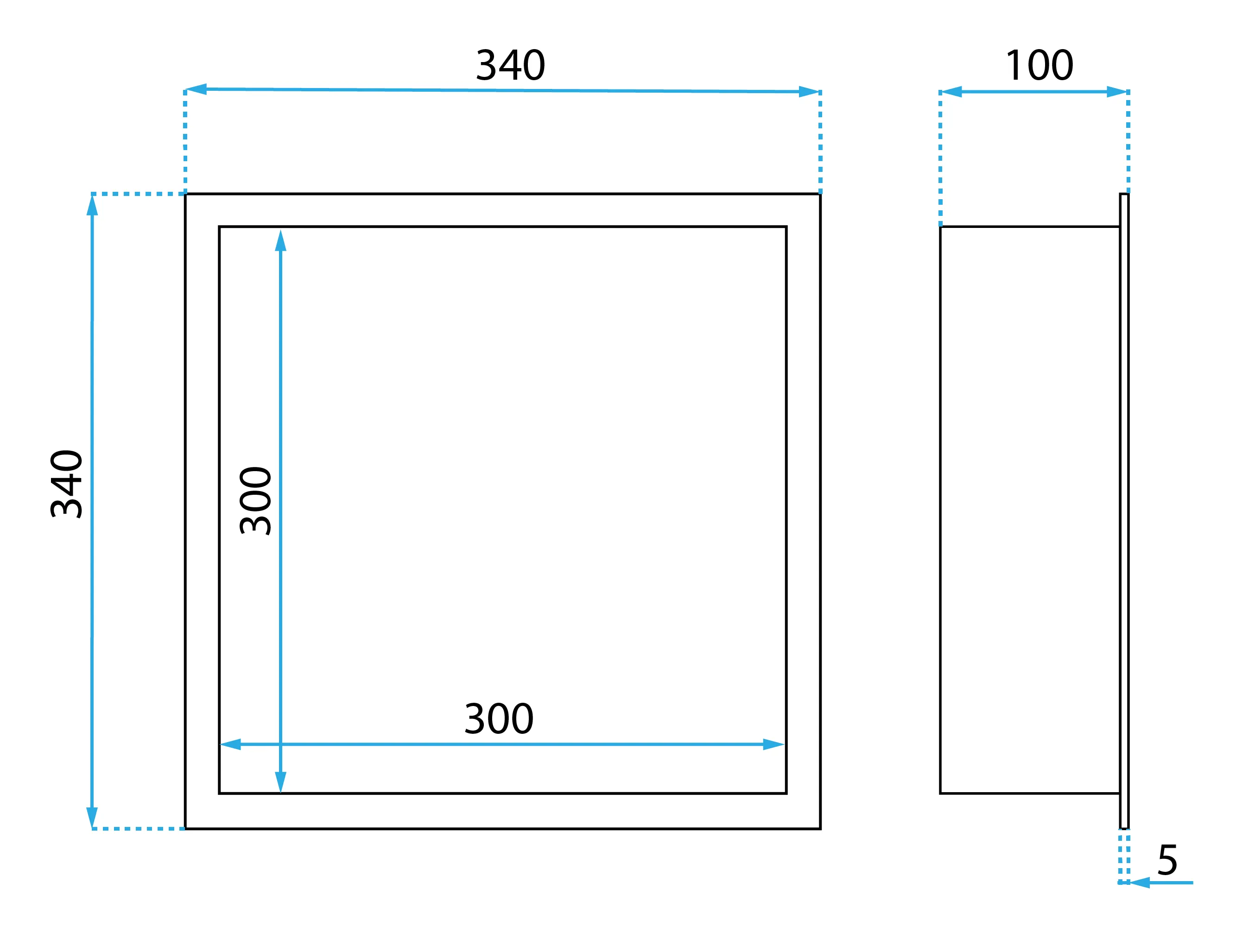 Raft baie încastrat în perete mărime 30x30 cm culoare negru mat model pătrat Black Matt [8]