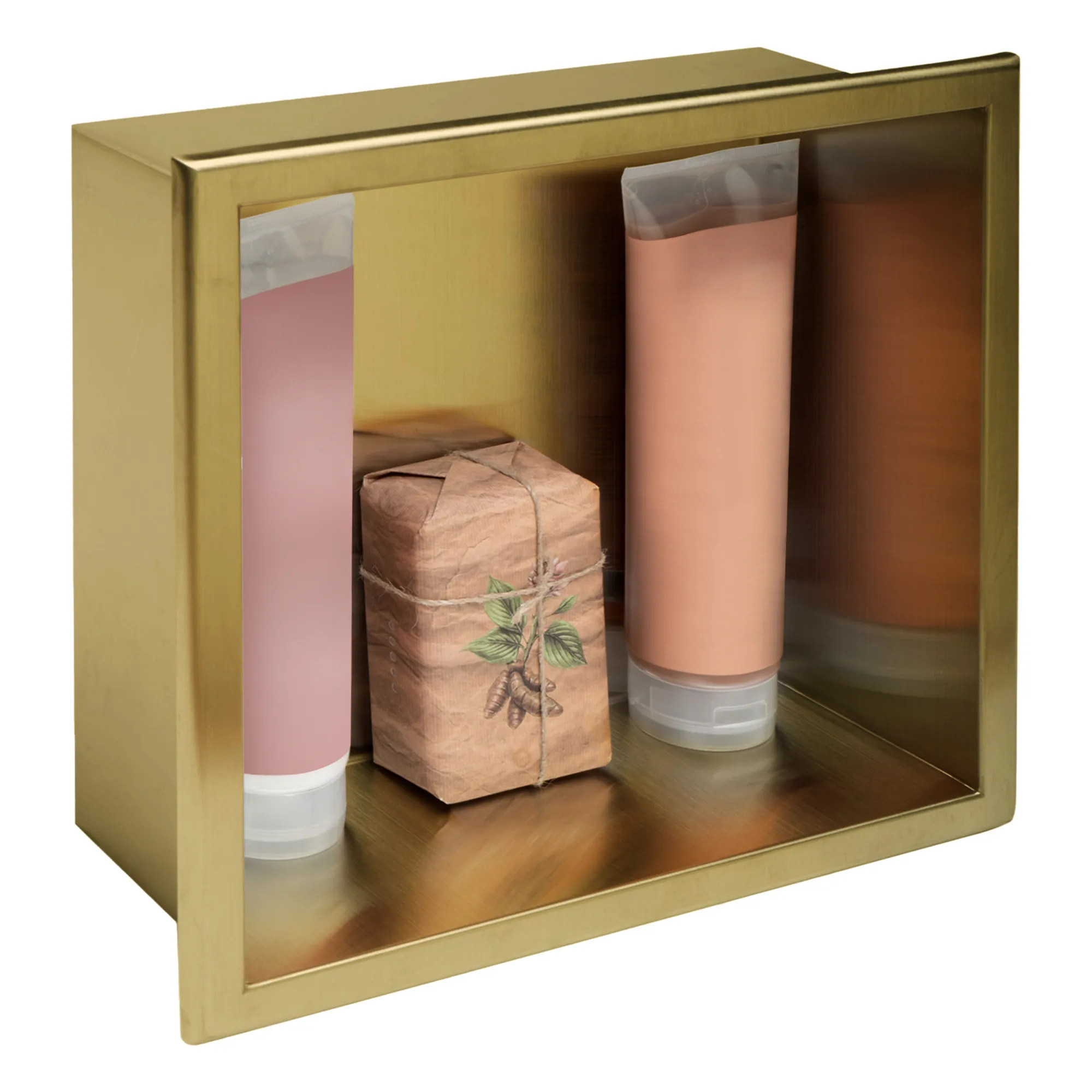 Raft baie încastrat în perete mărime 30x30 cm culoare auriu periat model dreptunghiular Gold Brushed [2]