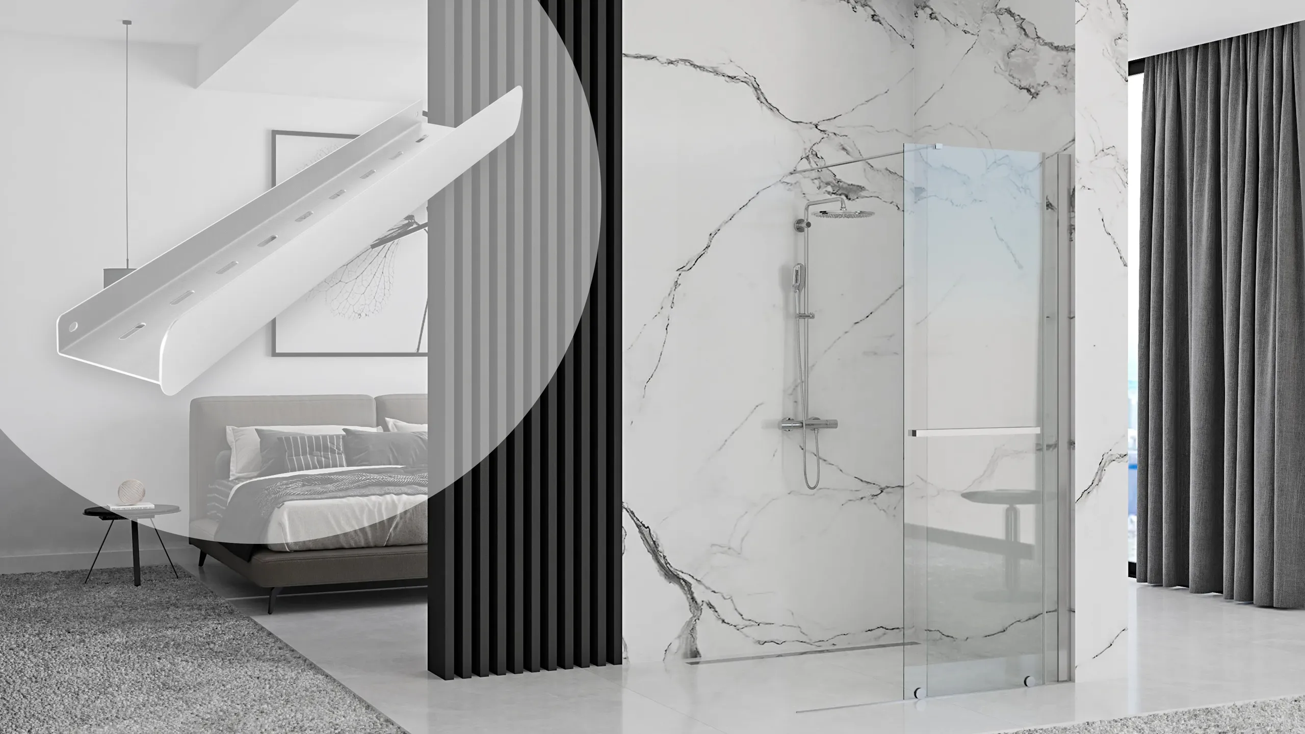 Raft pentru baie lungime 45 cm culoare crom periat model SF03 Chrome Brushed [3]