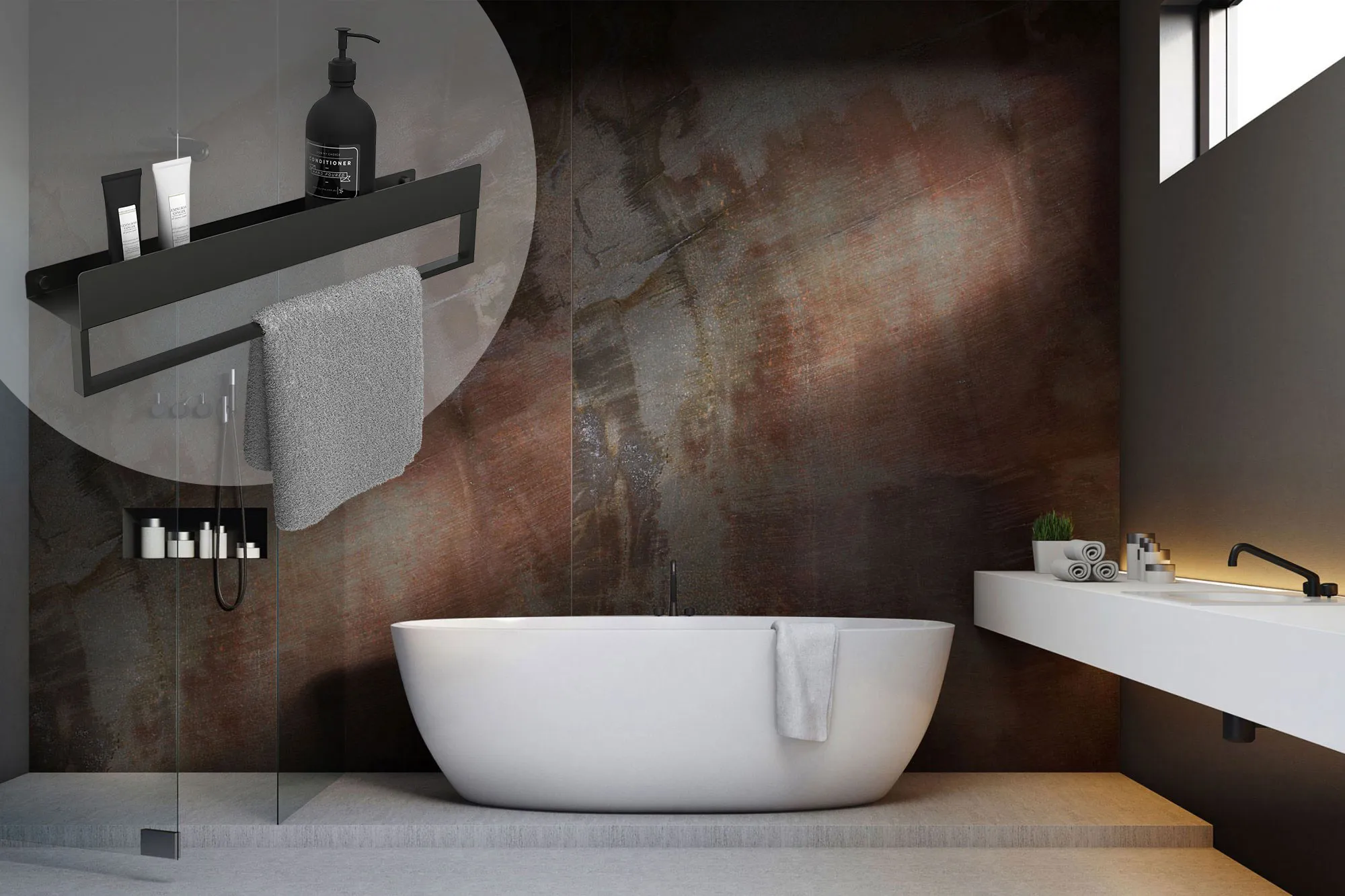 Raft pentru baie lungime 45 cm culoare negru mat model SF01 Black Matt [6]