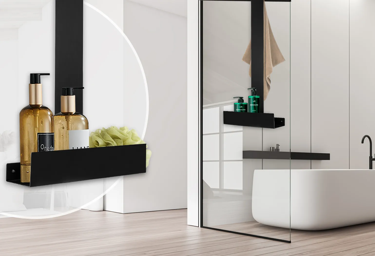 Raft pentru duș înălțime 75.5 cm culoare negru mat model Tori Black Matt [6]